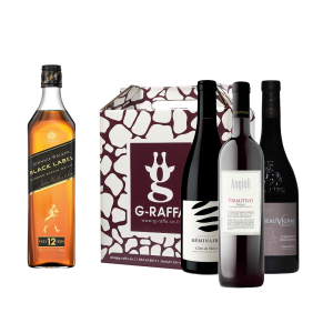 מארז יום העצמאות 3 יינות אדומים עמוקים  + וויסקי בלאק לייבל 700